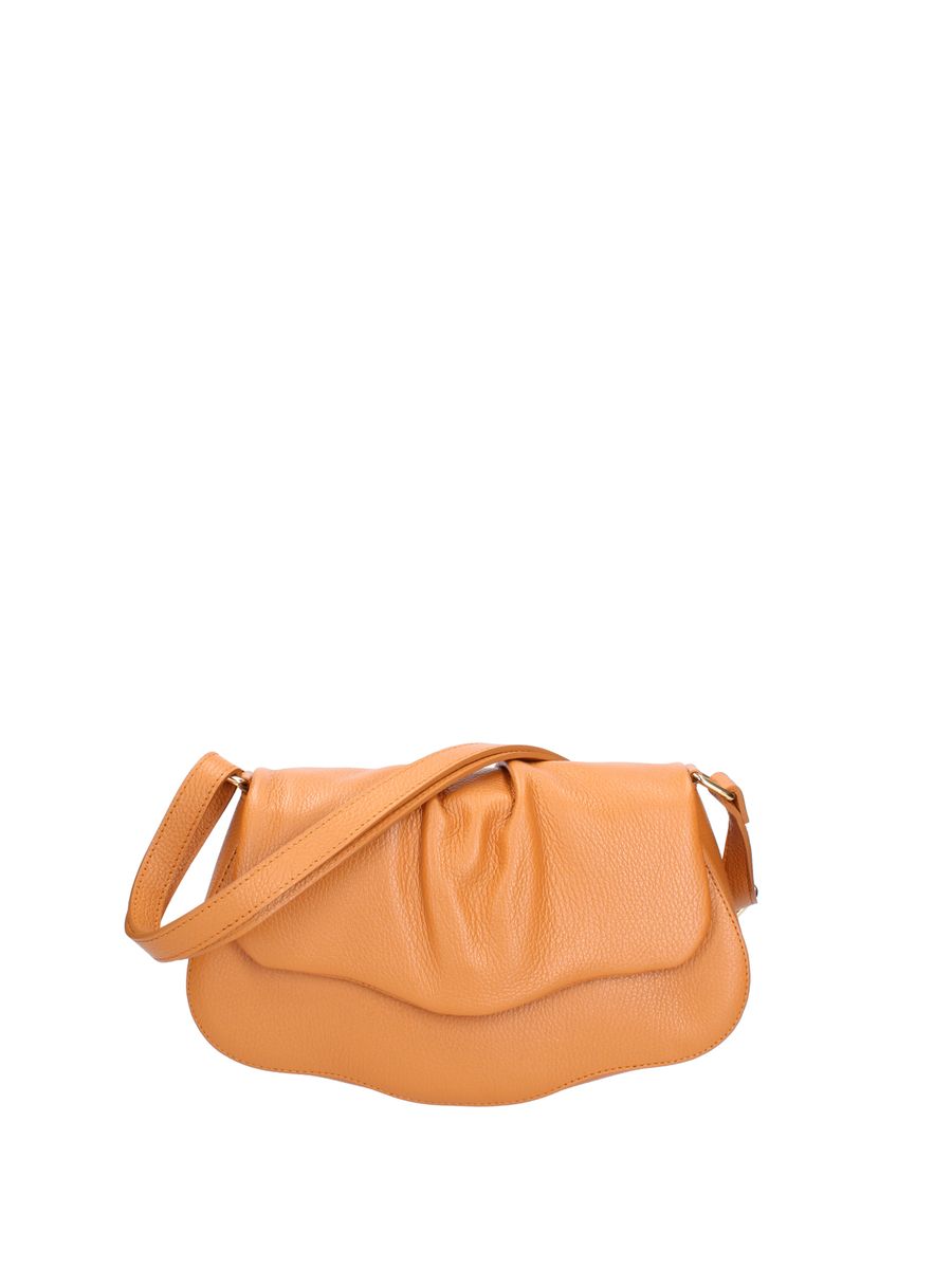 Geraffte Schultertasche mit Klappe