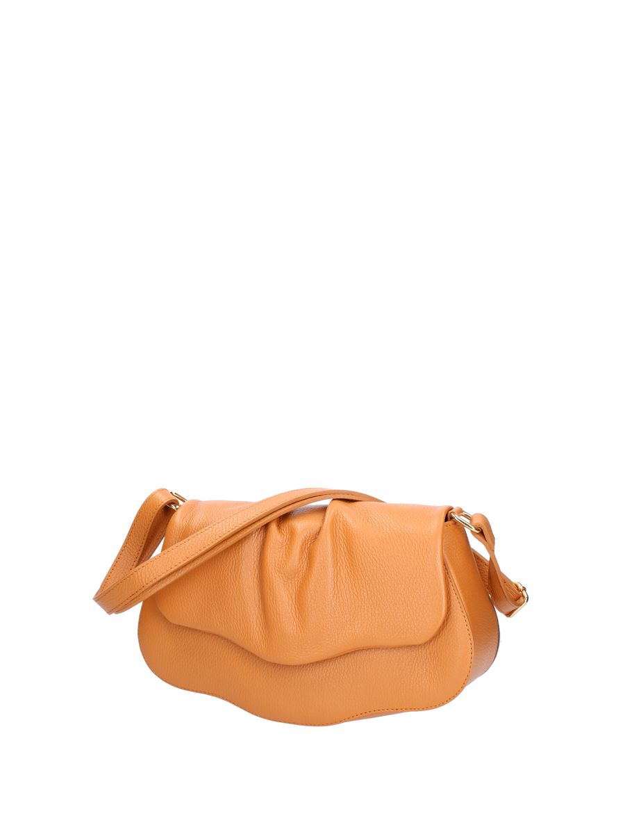 Geraffte Schultertasche mit Klappe