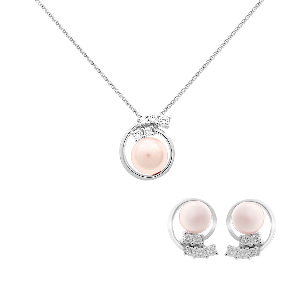 Schmuckset mit Perle und Kristallen