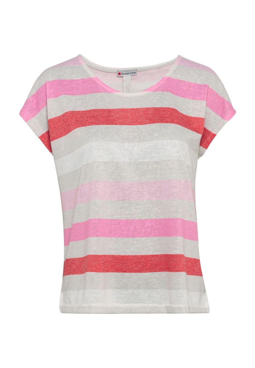 Lässiges Gestreiftes Slub-T-Shirt