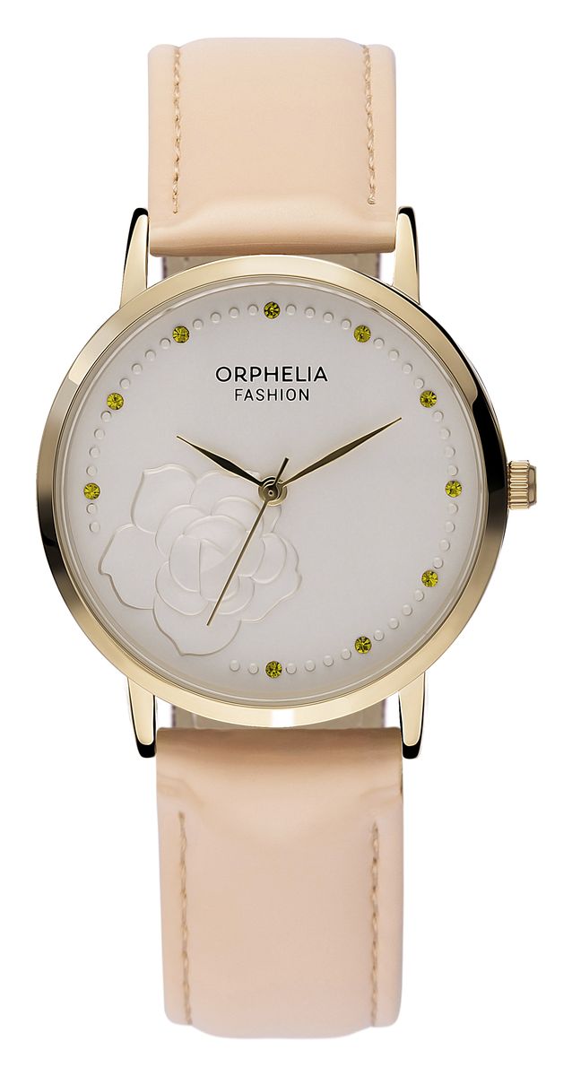Armbanduhr mit Blumenzifferblatt und Lederband