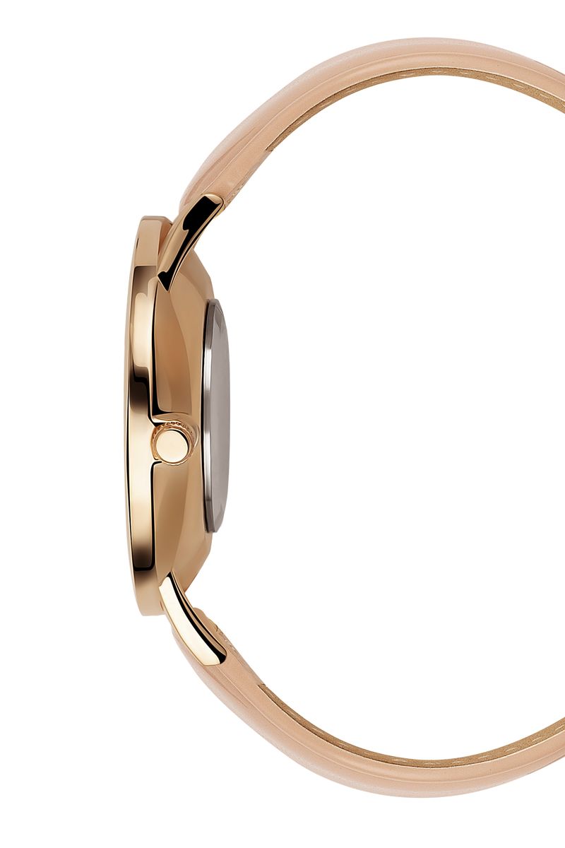 Armbanduhr mit Blumenzifferblatt und Lederband