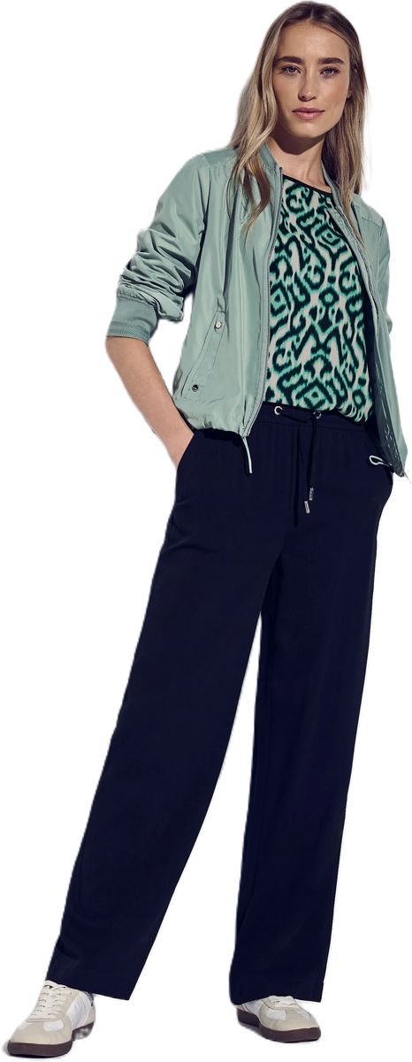 Ikat-Muster Bluse mit Raffärmeln