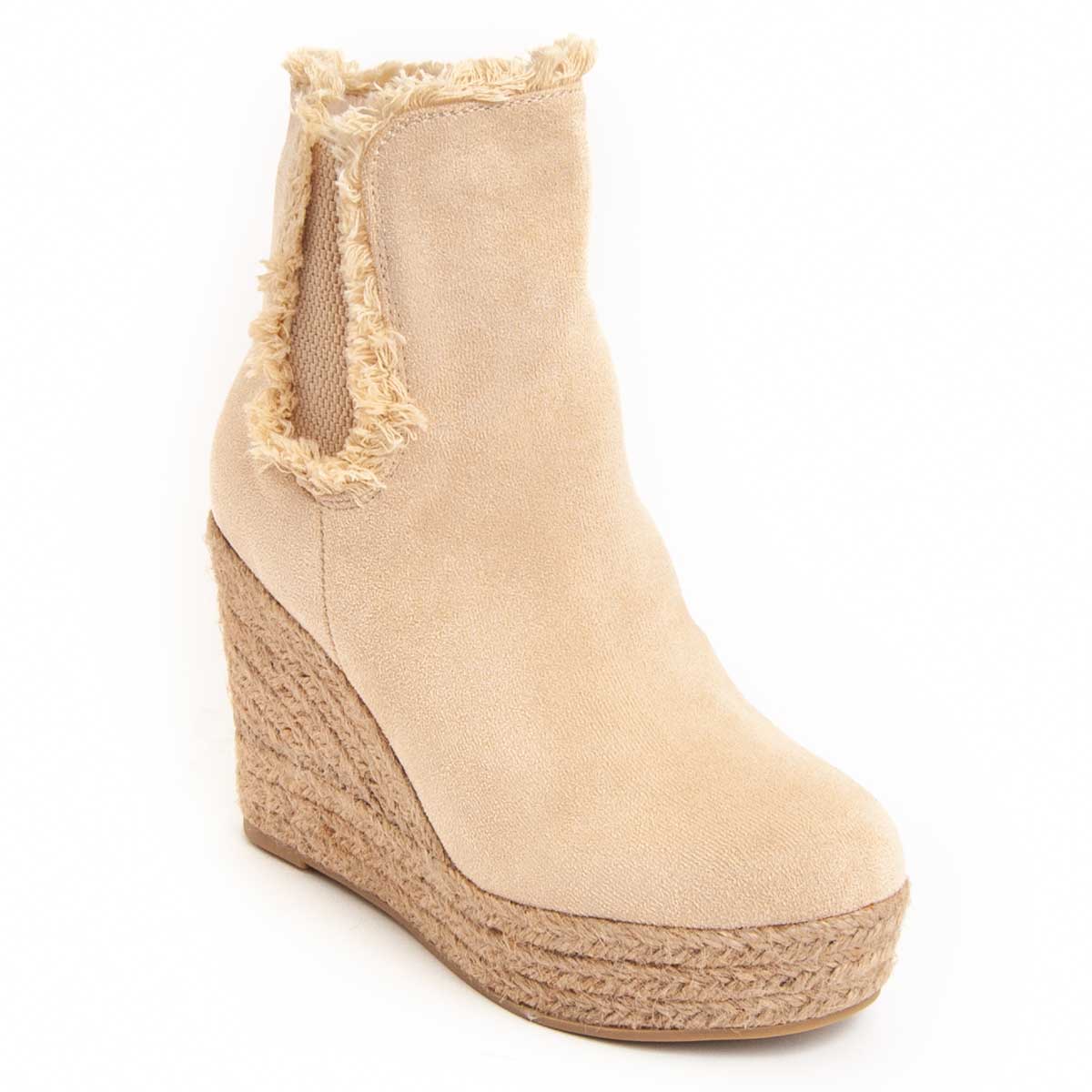 Fransen-Keilstiefeletten im Espadrille-Stil