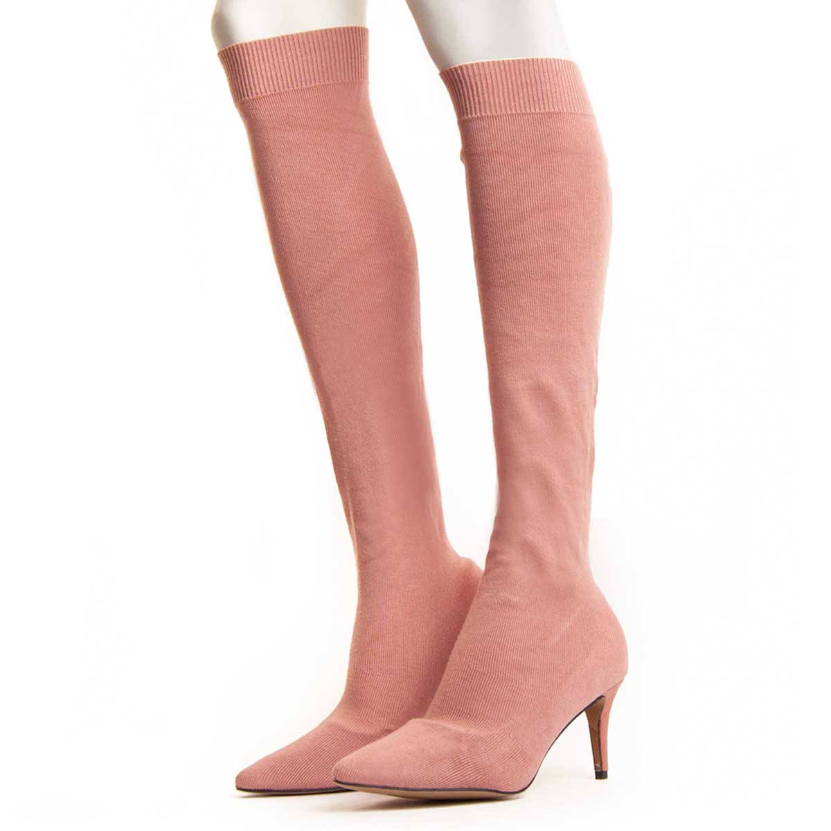 Gerippte kniehohe Socken-Stiefel