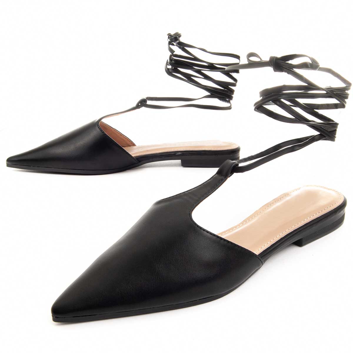 Spitze Ballerinas mit Schnürung