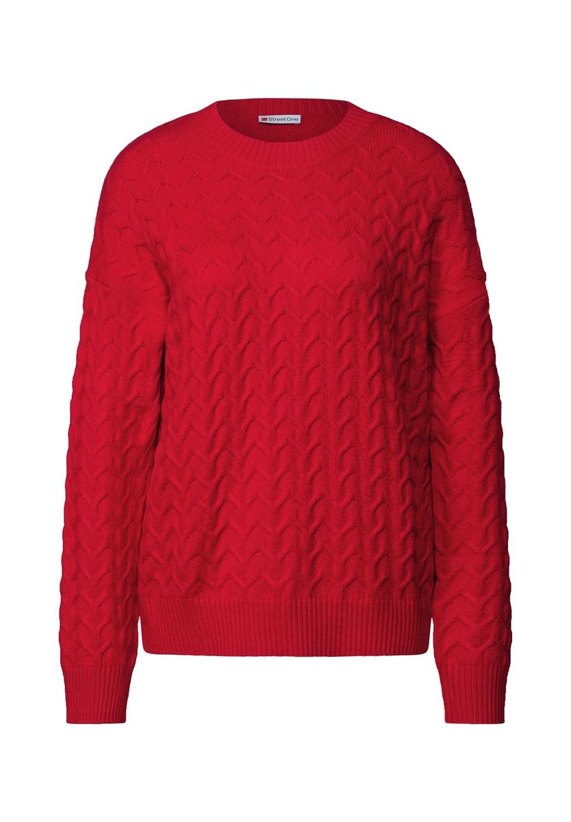 Strukturierter Strickpullover mit Rundhalsausschnitt
