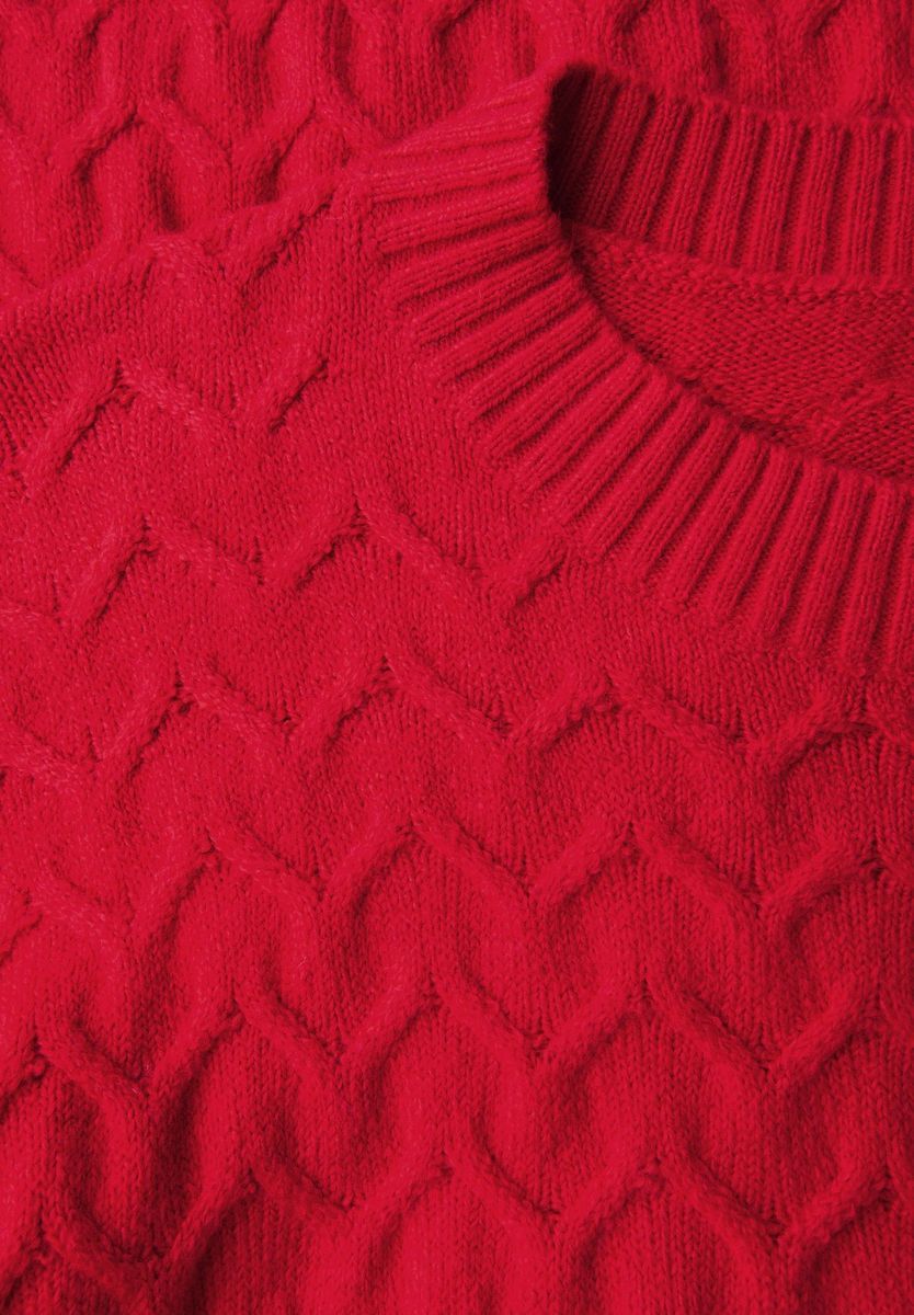 Strukturierter Strickpullover mit Rundhalsausschnitt
