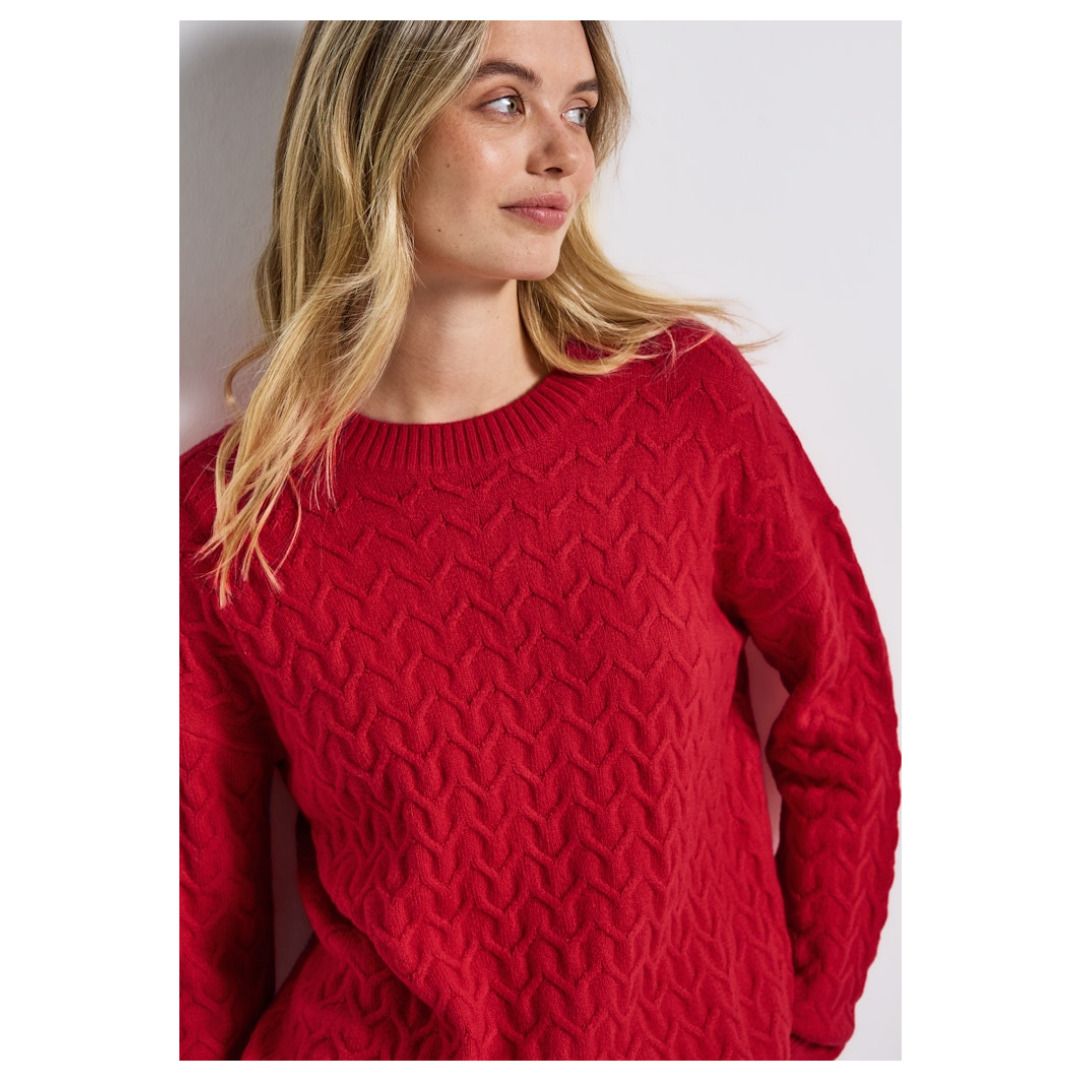 Strukturierter Strickpullover mit Rundhalsausschnitt
