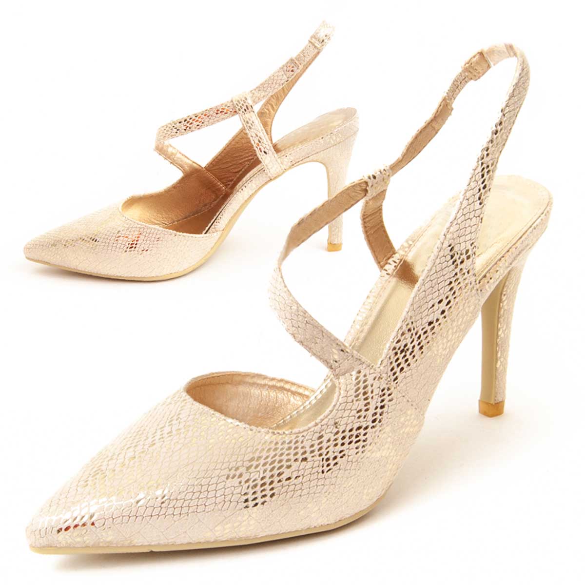 Elegante Slingback-Pumps mit Schlangenoptik