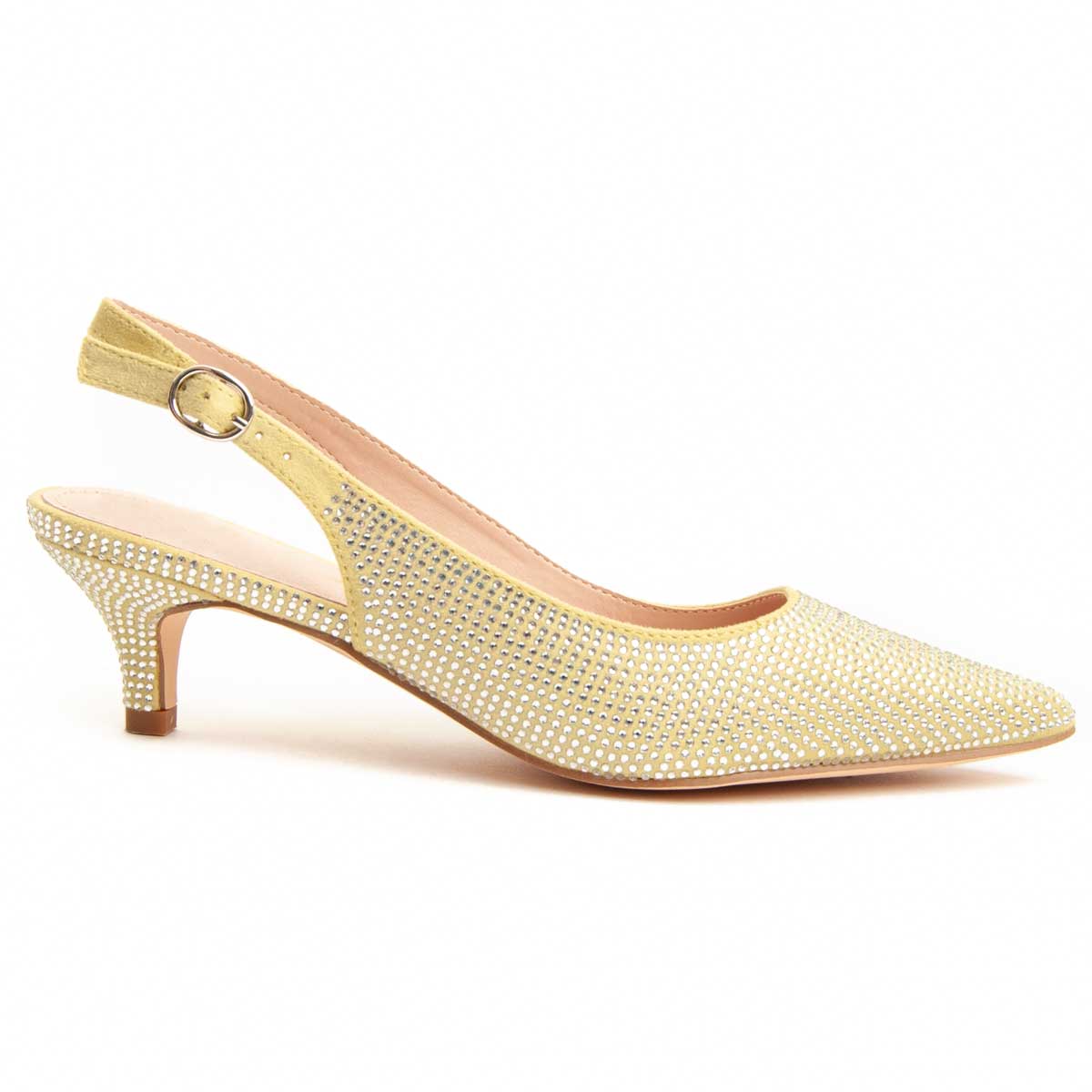 Strassverzierte spitze Slingback-Pumps