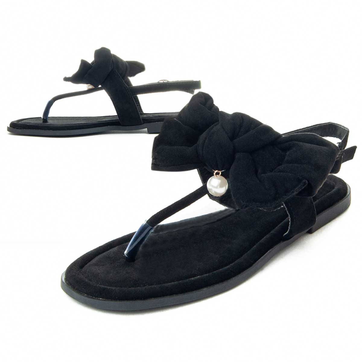 Flache Zehentrenner-Sandalen mit Schleifendetail