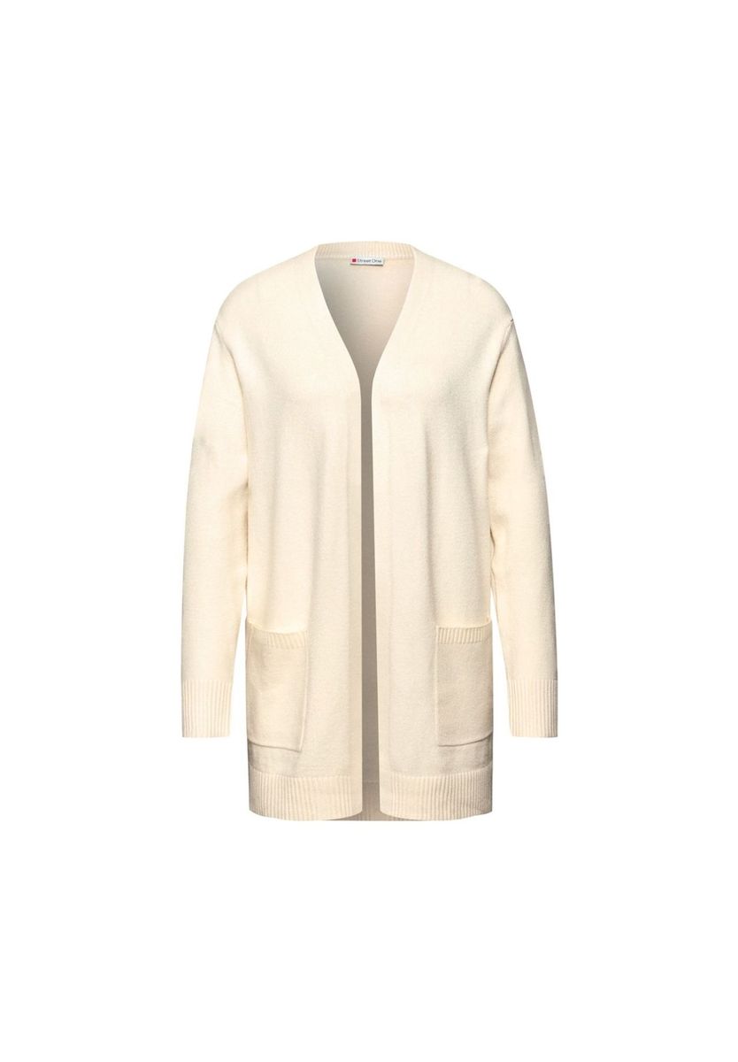 Offene Strickjacke mit Rippbündchen