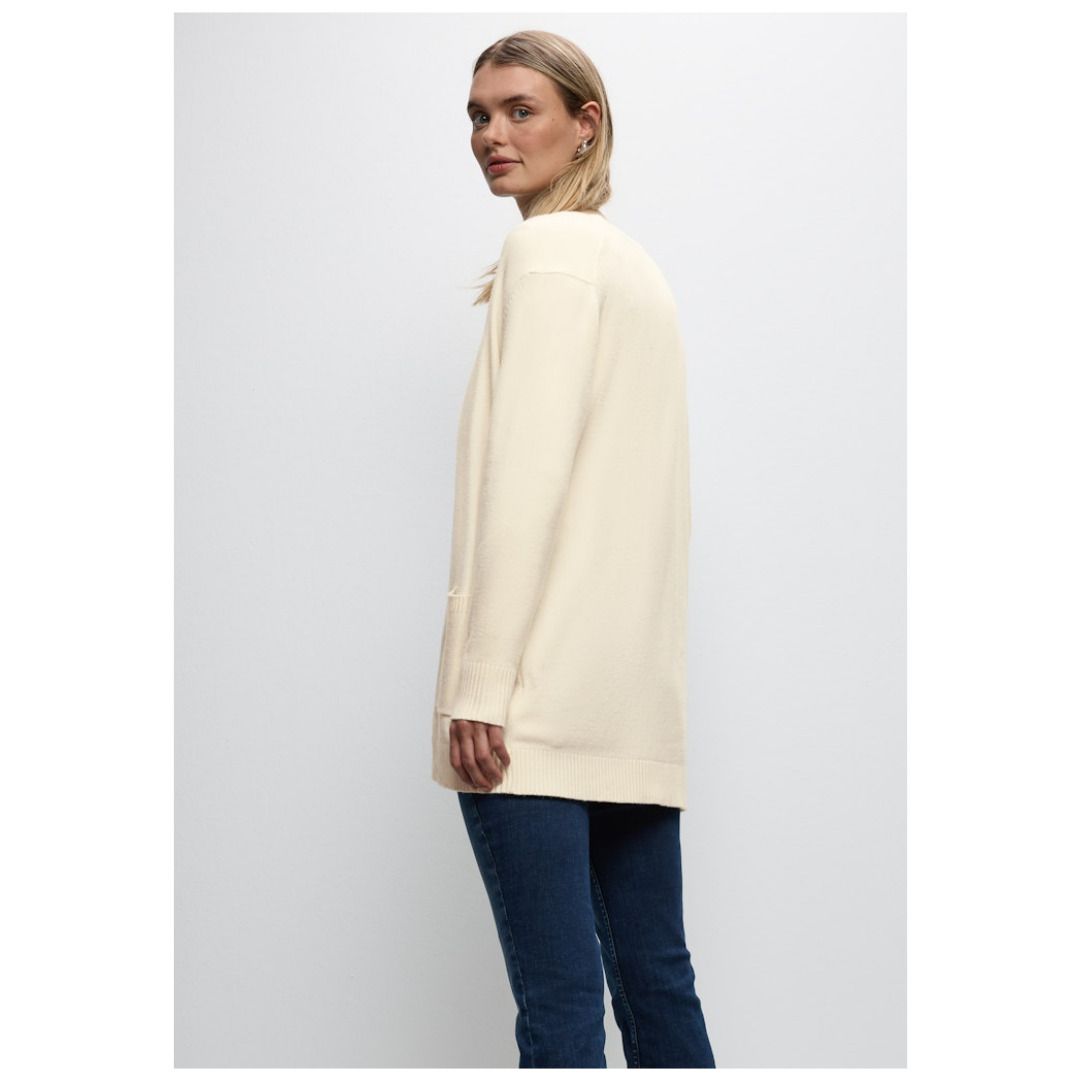 Offene Strickjacke mit Rippbündchen