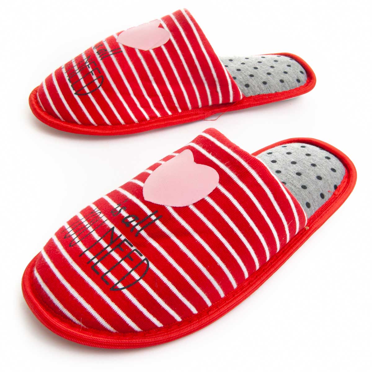 Gestreifter Slipper mit Herz-Detail
