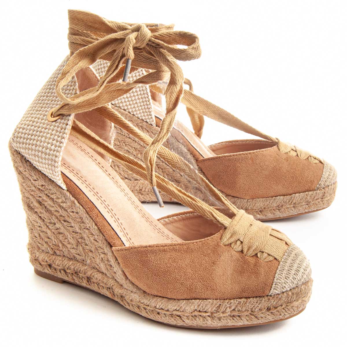 Espadrille-Wedges mit Schnürung