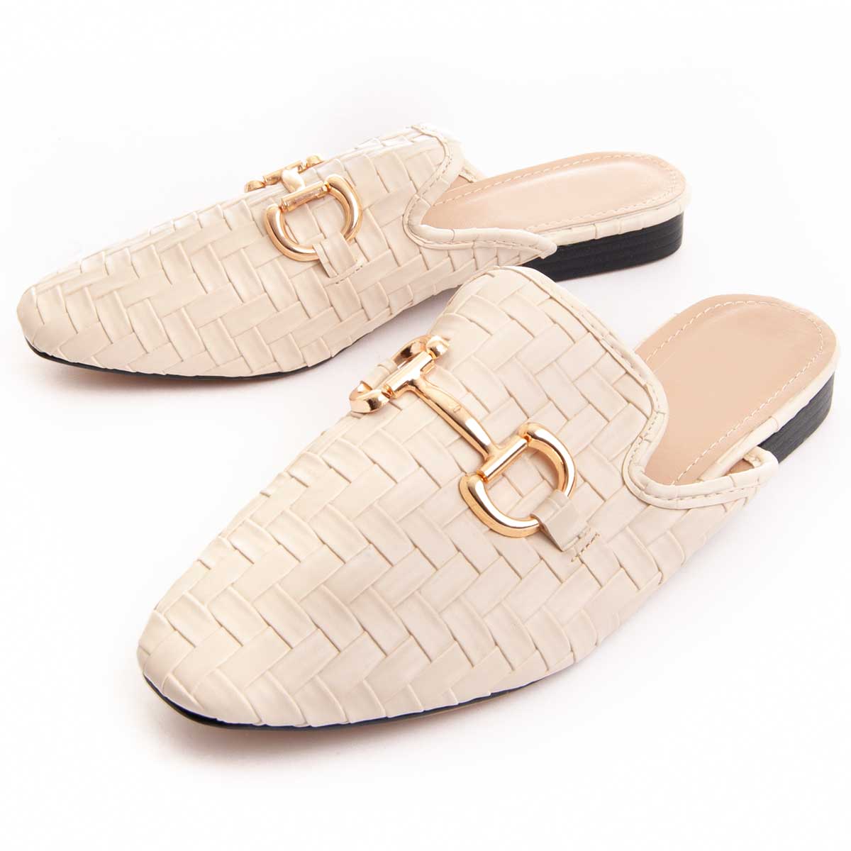 Elegante geflochtene Horsebit-Mules