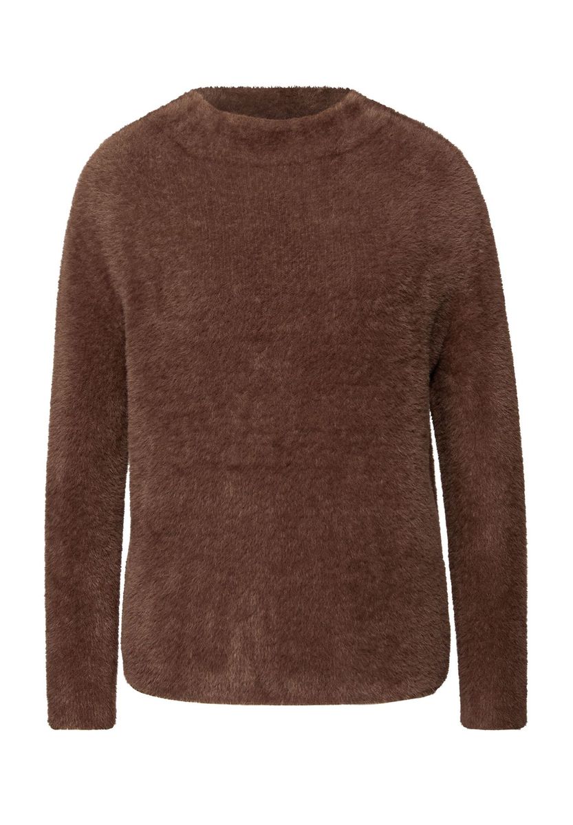 Flauschiger Strickpullover mit Stehkragen