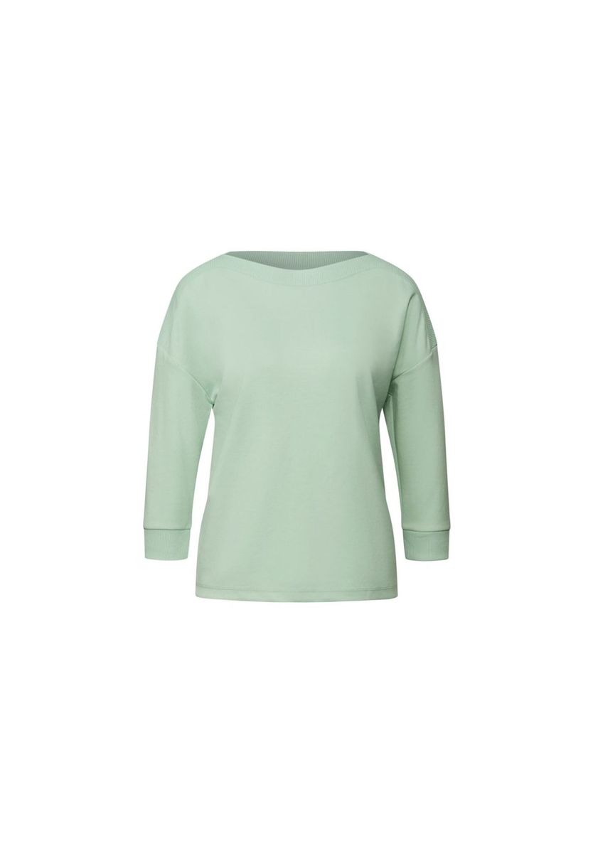 Minimalistisches Jersey-Shirt mit U-Boot-Ausschnitt
