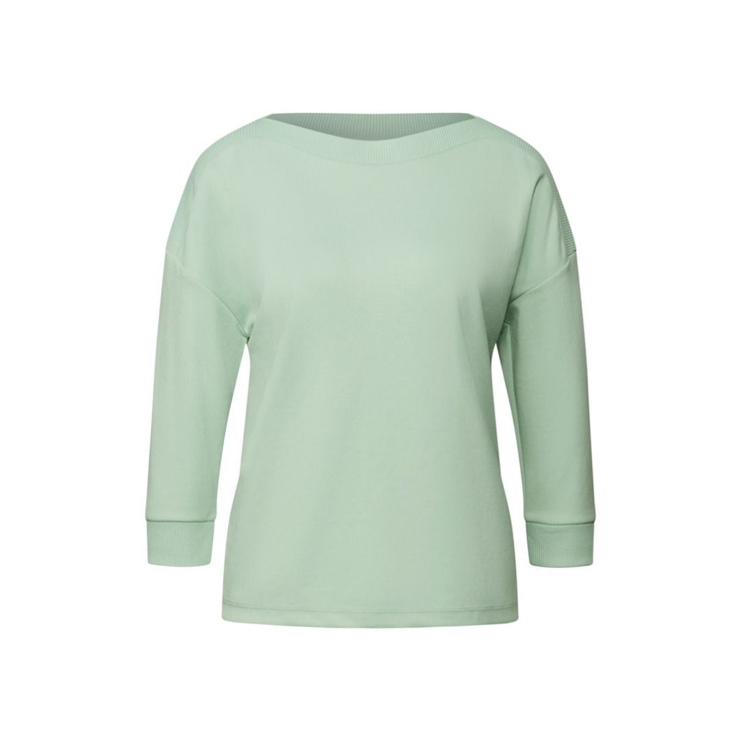 Minimalistisches Jersey-Shirt mit U-Boot-Ausschnitt