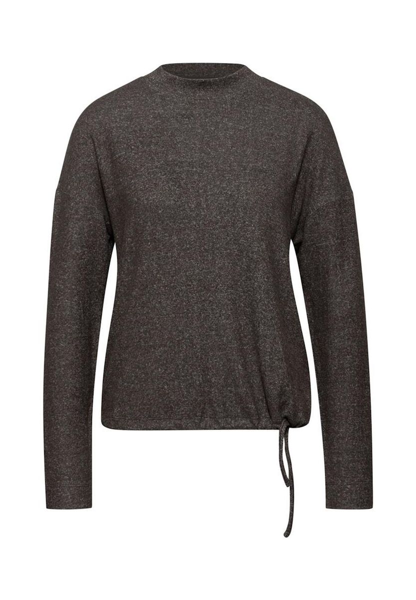 Stehkragen-Langarmshirt mit Tunnelzug am Saum