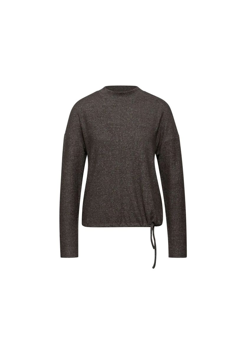 Stehkragen-Langarmshirt mit Tunnelzug am Saum