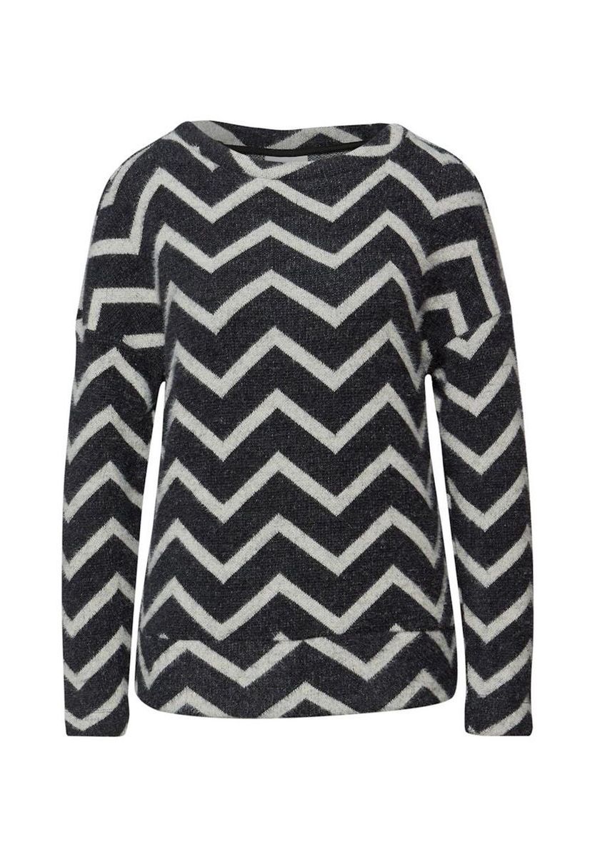 Flauschiger Pullover mit Zickzack-Muster
