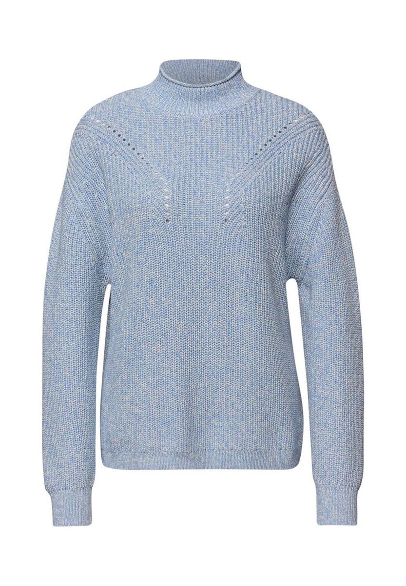 Strukturierter Mouline-Pullover mit Stehkragen