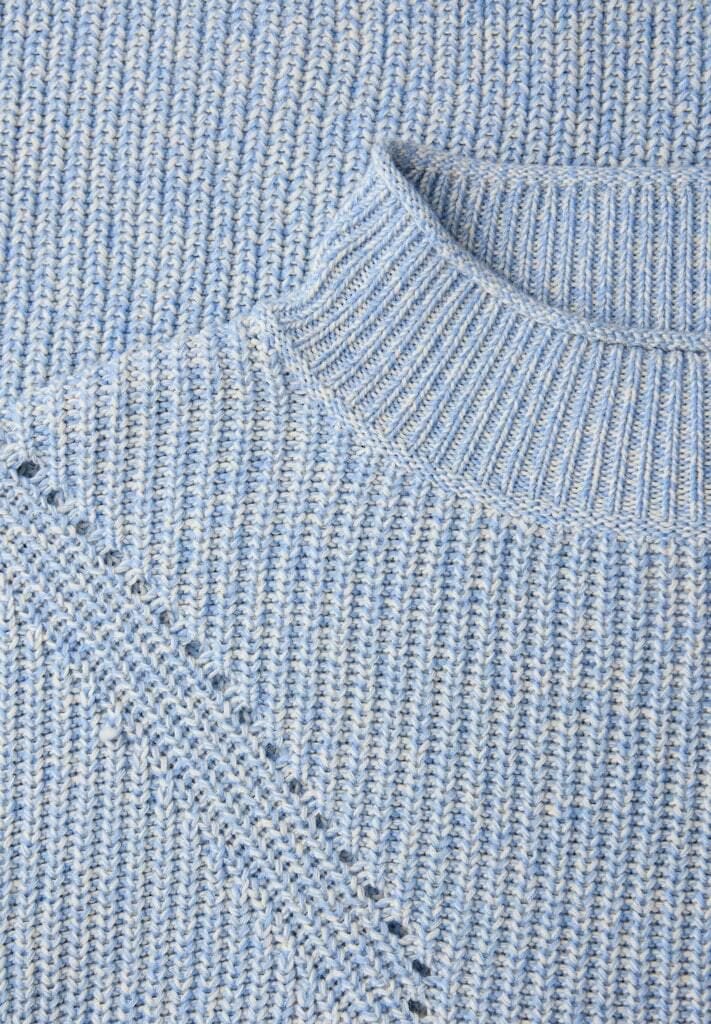 Strukturierter Mouline-Pullover mit Stehkragen