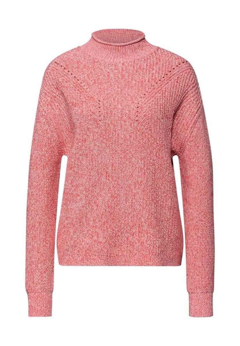 Strukturierter Mouline-Strickpullover mit Stehkragen