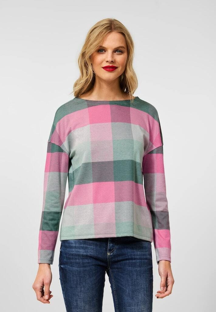 Lockeres Langarmshirt mit Karomuster