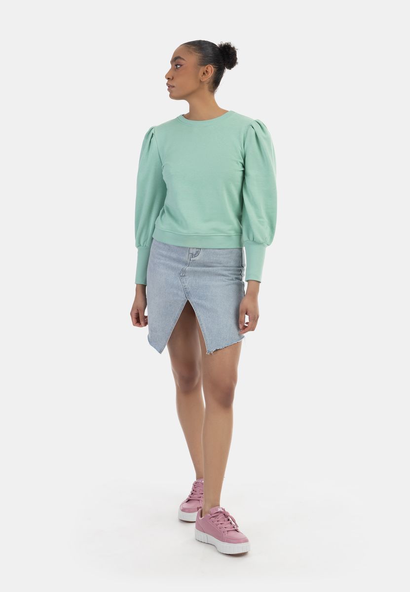 Sweatshirt mit Puffärmeln und Rippbündchen