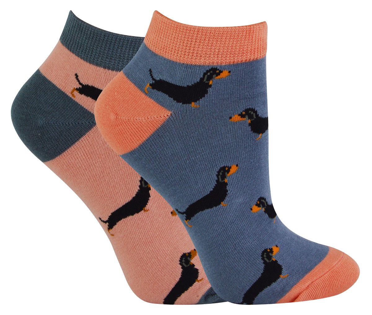 Bambus-Sneakersocken mit Dackel-Muster