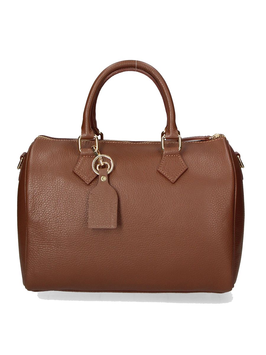 Elegante Bowler-Tasche aus genarbtem Leder