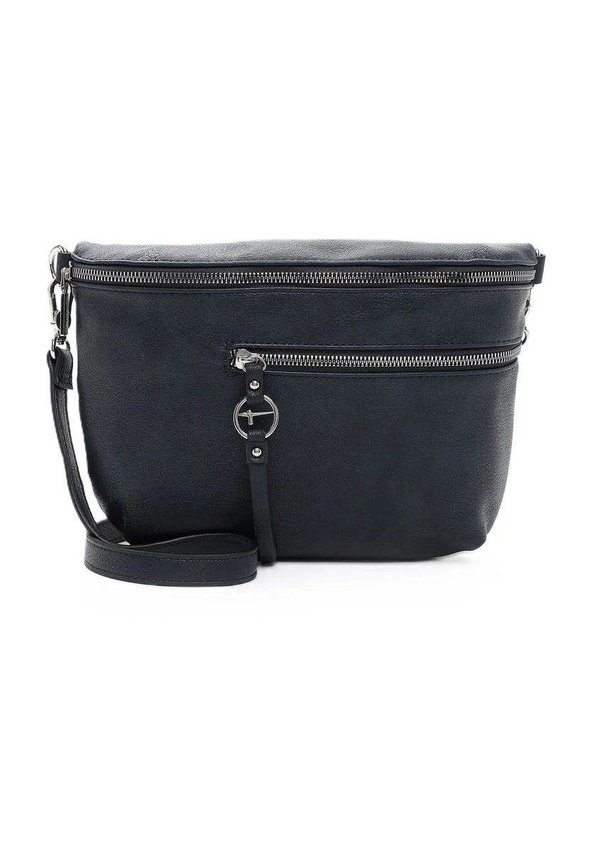 Strukturierte Crossbody-Tasche mit Reißverschlüssen