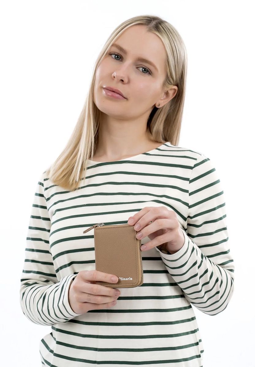 Kompaktes Reißverschluss-Etui aus Leder