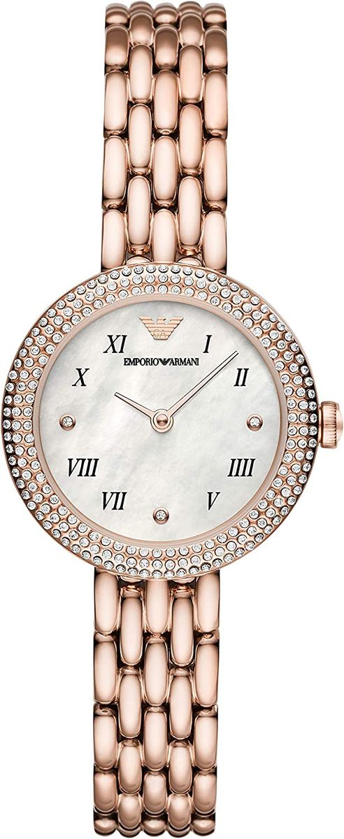 Elegante Uhr mit Kristalllünette und Perlmutt