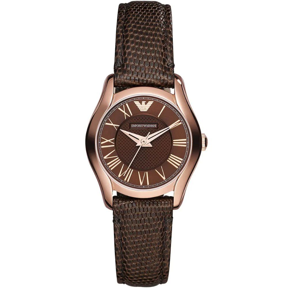 Elegante Lederuhr mit römischen Ziffern