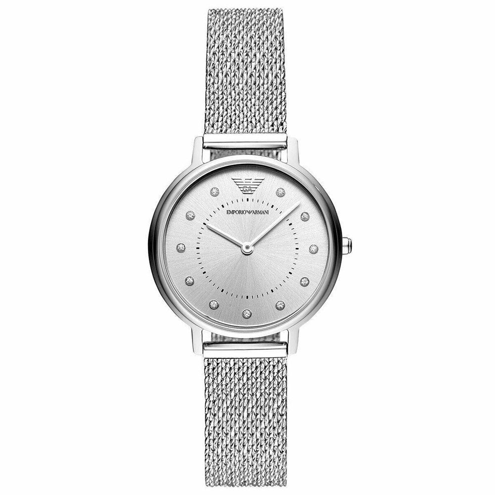 Elegante Mesh-Armbanduhr mit Kristallen