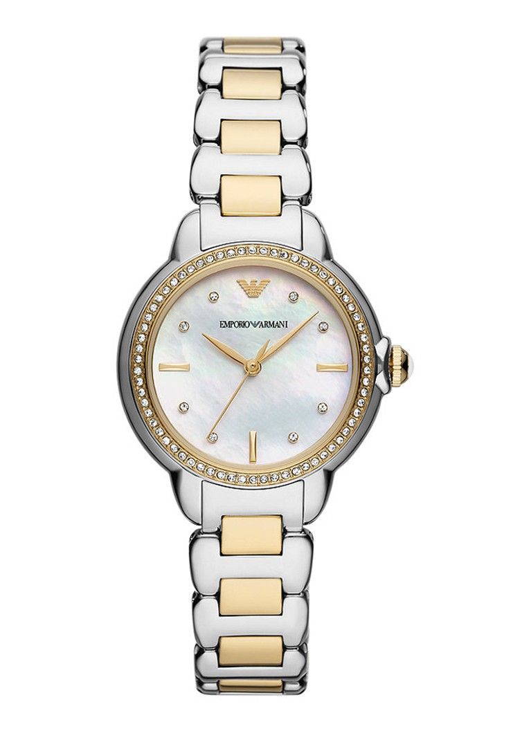 Elegante Bi-Color Perlmutt-Armbanduhr