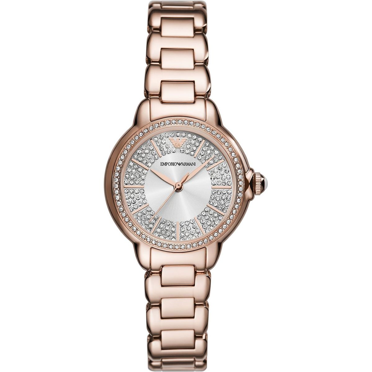 Elegante Roségold-Uhr mit Kristallbesatz