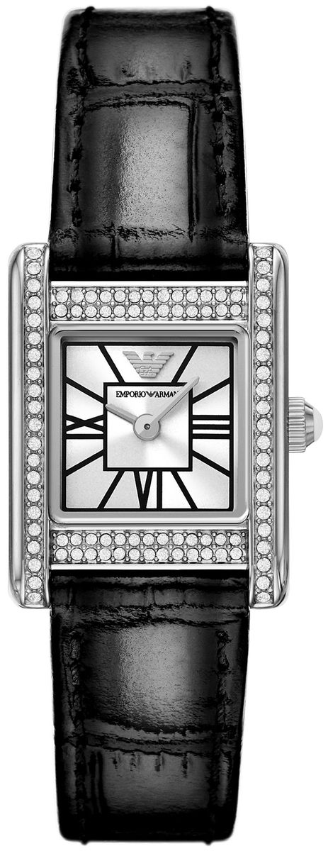 Elegante rechteckige Uhr mit Kristallbesatz