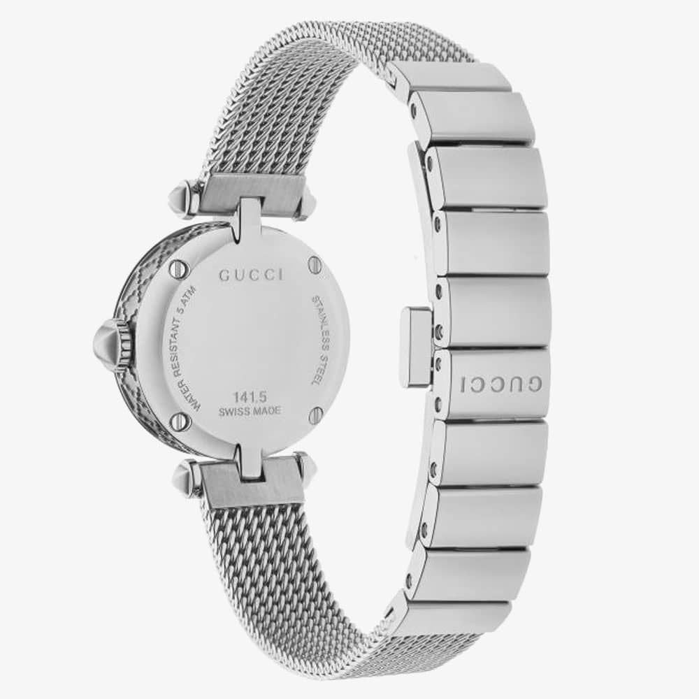 Elegante Perlmutt-Uhr mit Mesh-Armband