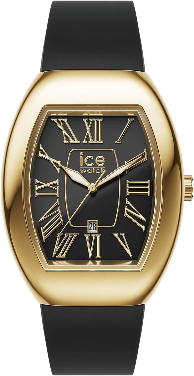 Elegante Tonneau-Uhr mit Silikonarmband