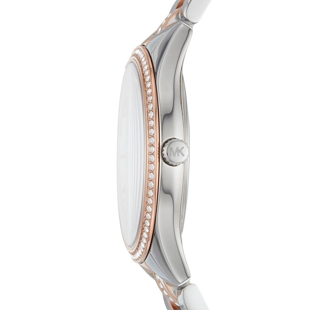 Kristallbesetzte zweifarbige Armbanduhr