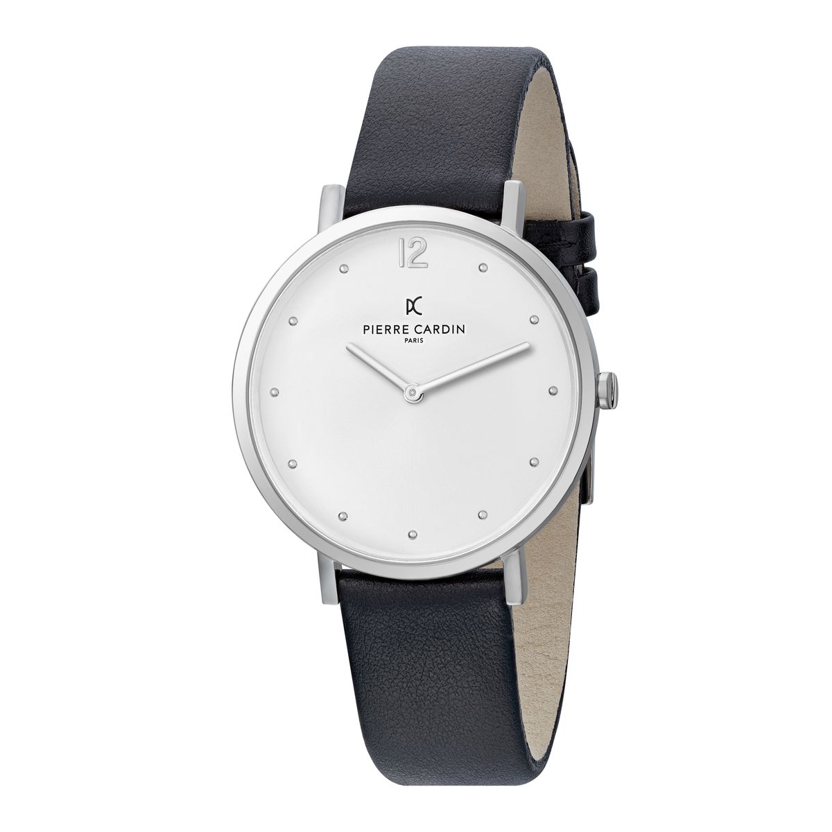 Minimalistische runde Lederarmbanduhr