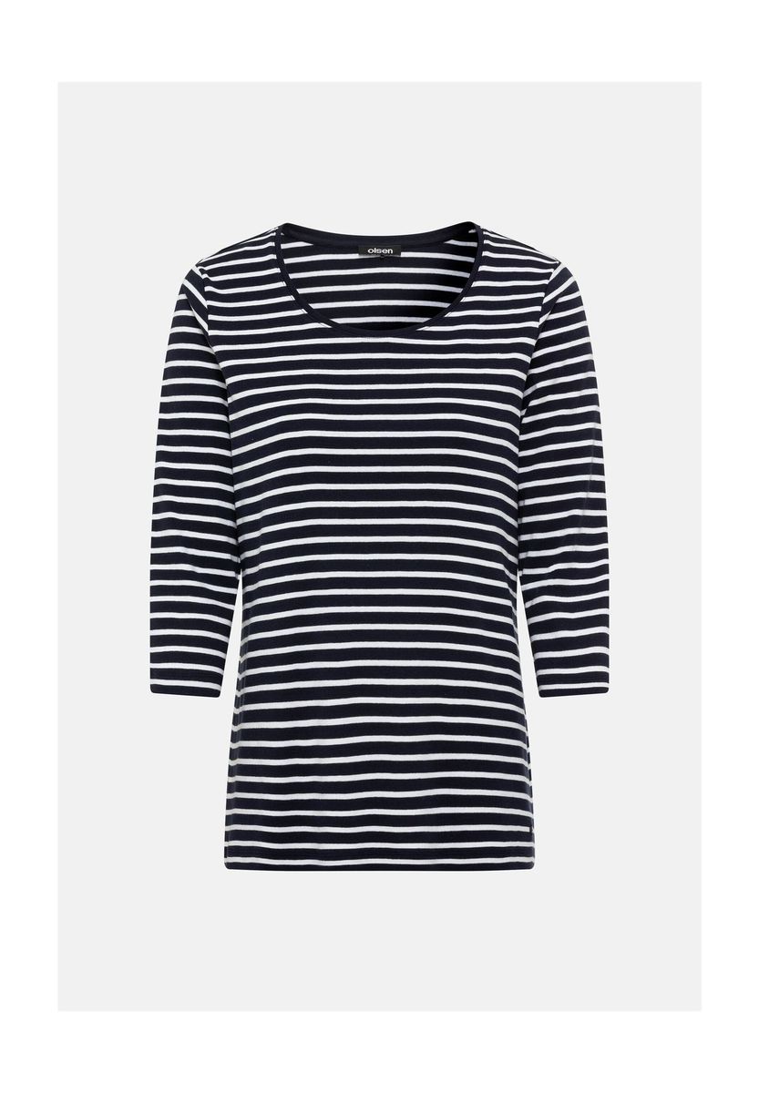 Gestreiftes Baumwollshirt mit 3/4-Arm