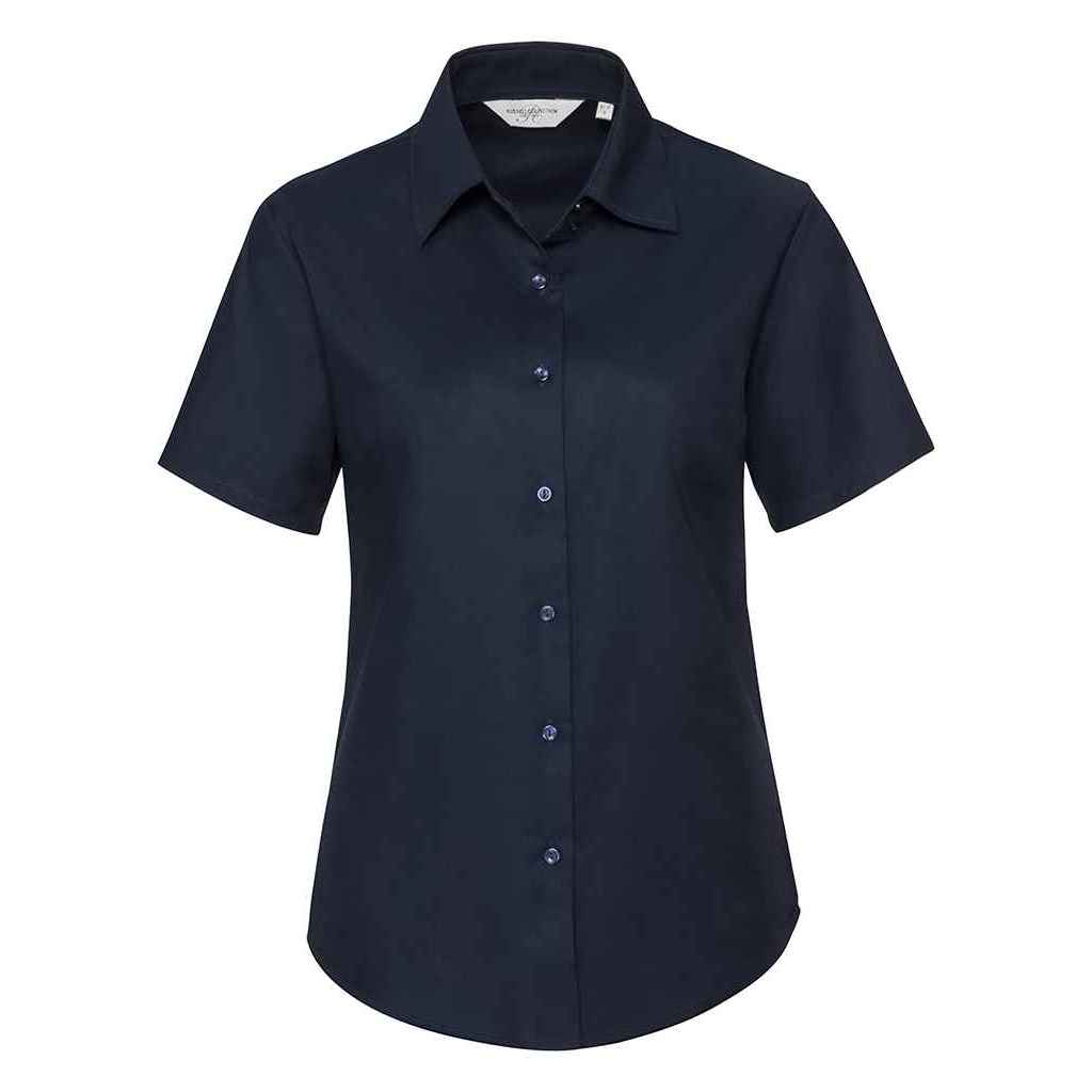 Taillierte Kurzarm-Oxfordbluse