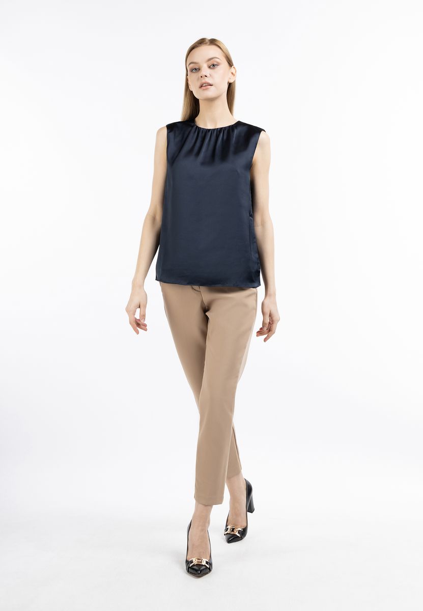 Elegante Ärmellose Satin-Bluse
