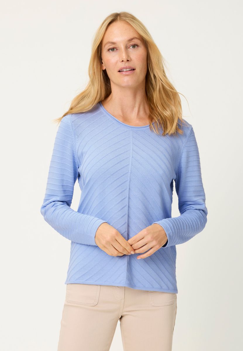 Strukturierter Strickpullover mit Chevron-Muster